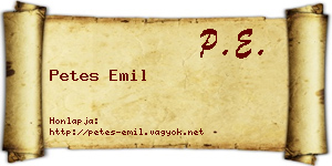 Petes Emil névjegykártya